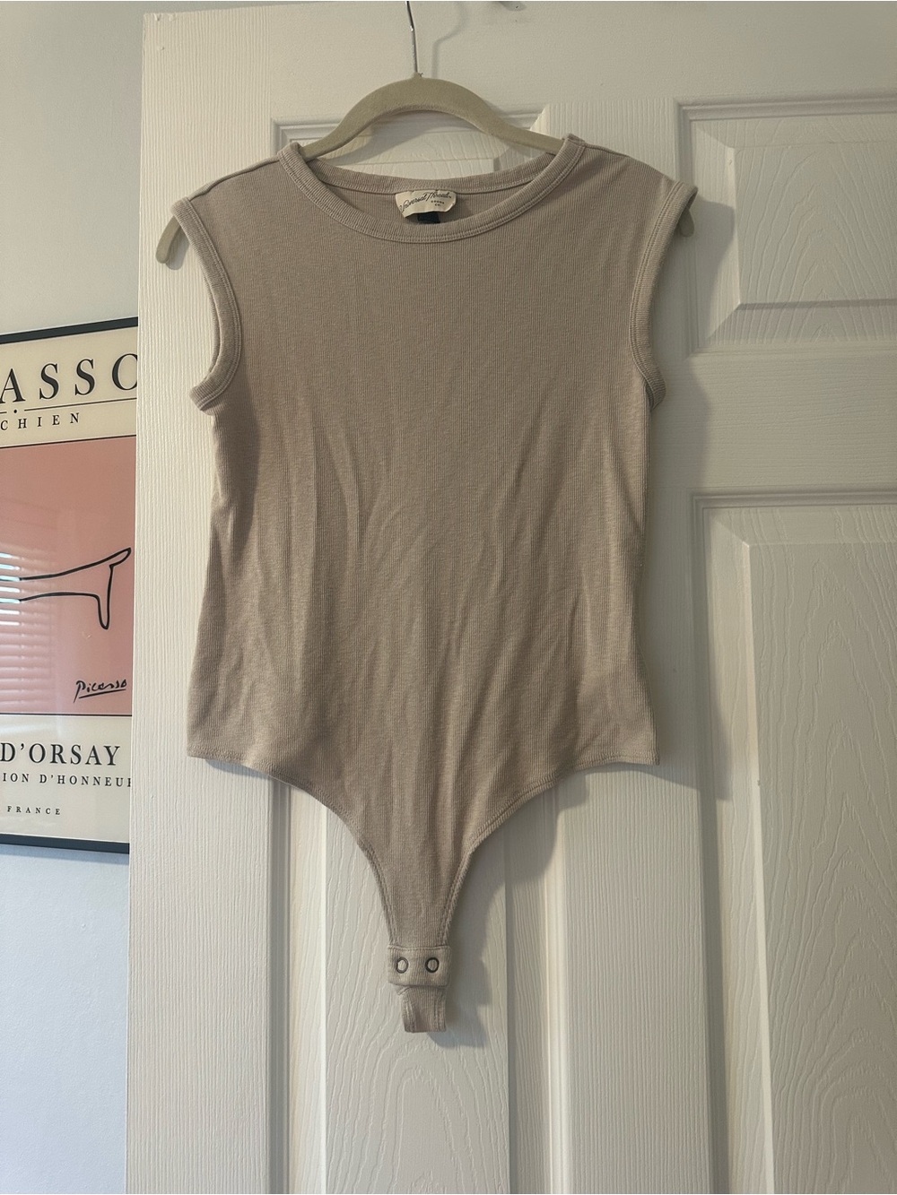 Universal Thread Sleeveless Beige Ribbed Bodysuit